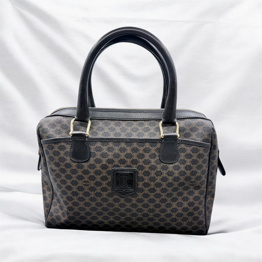 Celine Macadam Black/Brown Boston Bag-Vintage! - Picture 2 of 15
